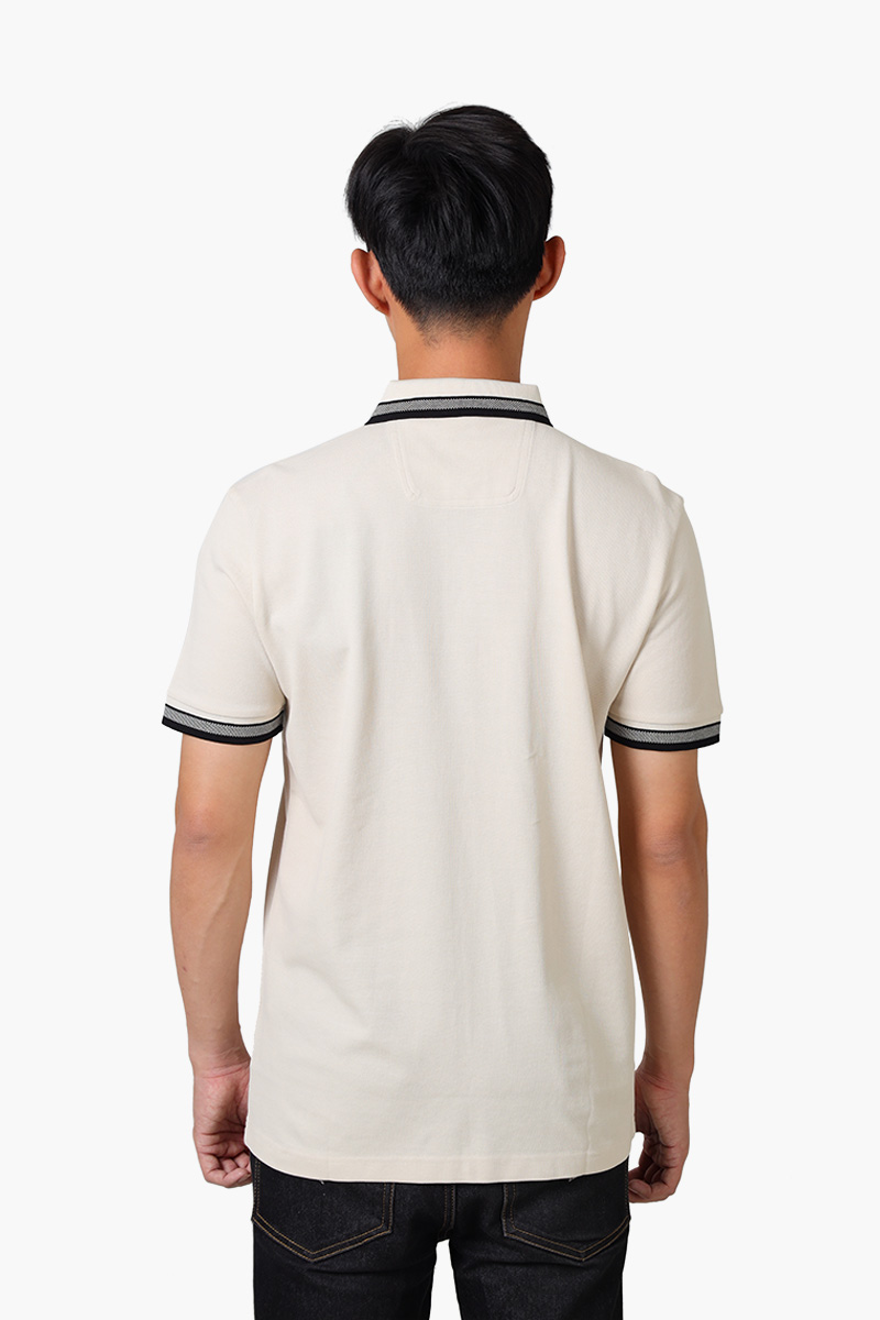 HUGO BOSS Men Paddy Organic-Cotton Regular Fit Polo Shirt in Natural Beige with Contrast Logo Details 1