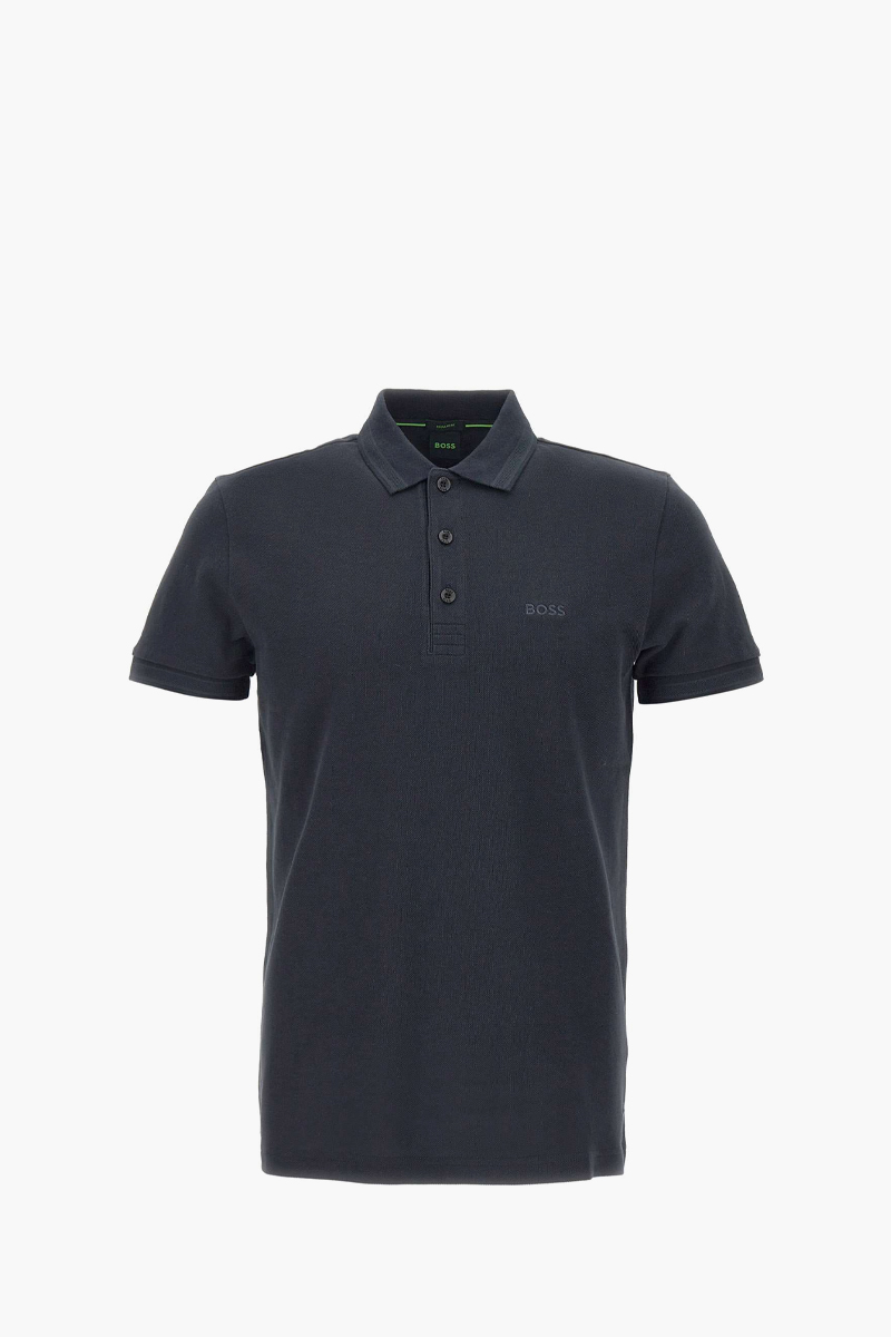HUGO BOSS Men Paddy Organic-Cotton Regular Fit Polo Shirt in Blue with Contrast Logo Details 0