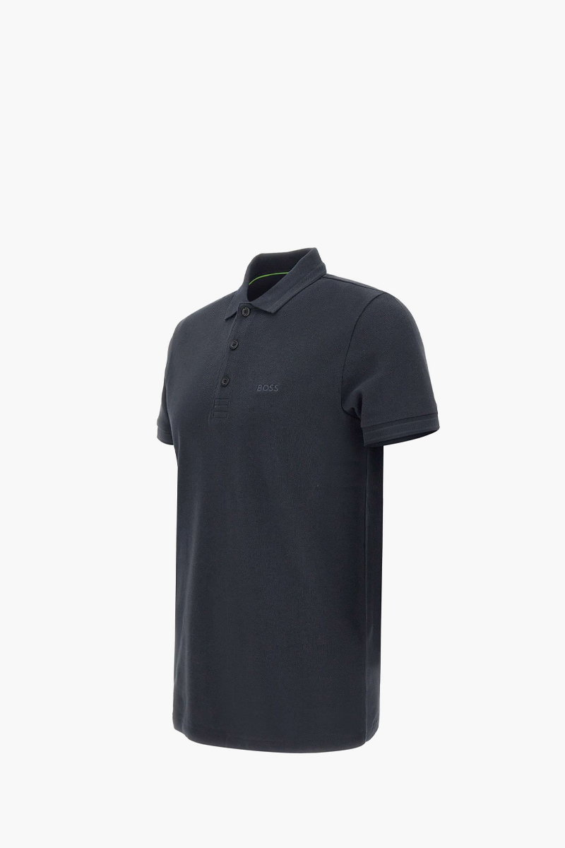HUGO BOSS Men Paddy Organic-Cotton Regular Fit Polo Shirt in Blue with Contrast Logo Details 1