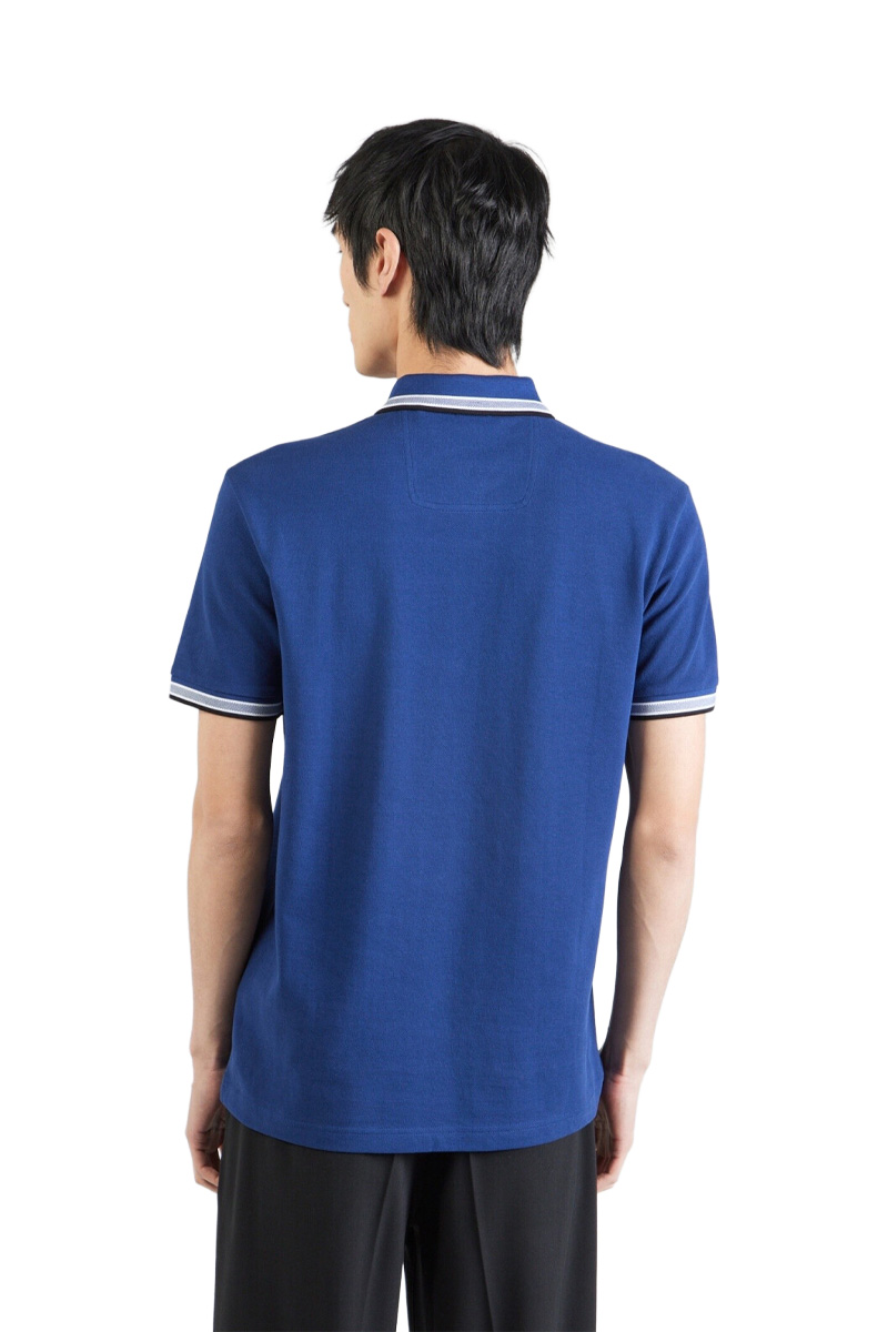 HUGO BOSS Men Paddy Organic-Cotton Regular Fit Polo Shirt in Medium Blue/Black with Contrast Logo Details 2