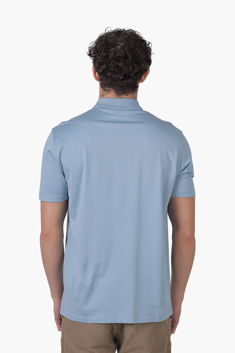 HUGO BOSS Men Deresom223 Mercerised-Cotton Polo Shirt in Light Blue with Zip Placket 1