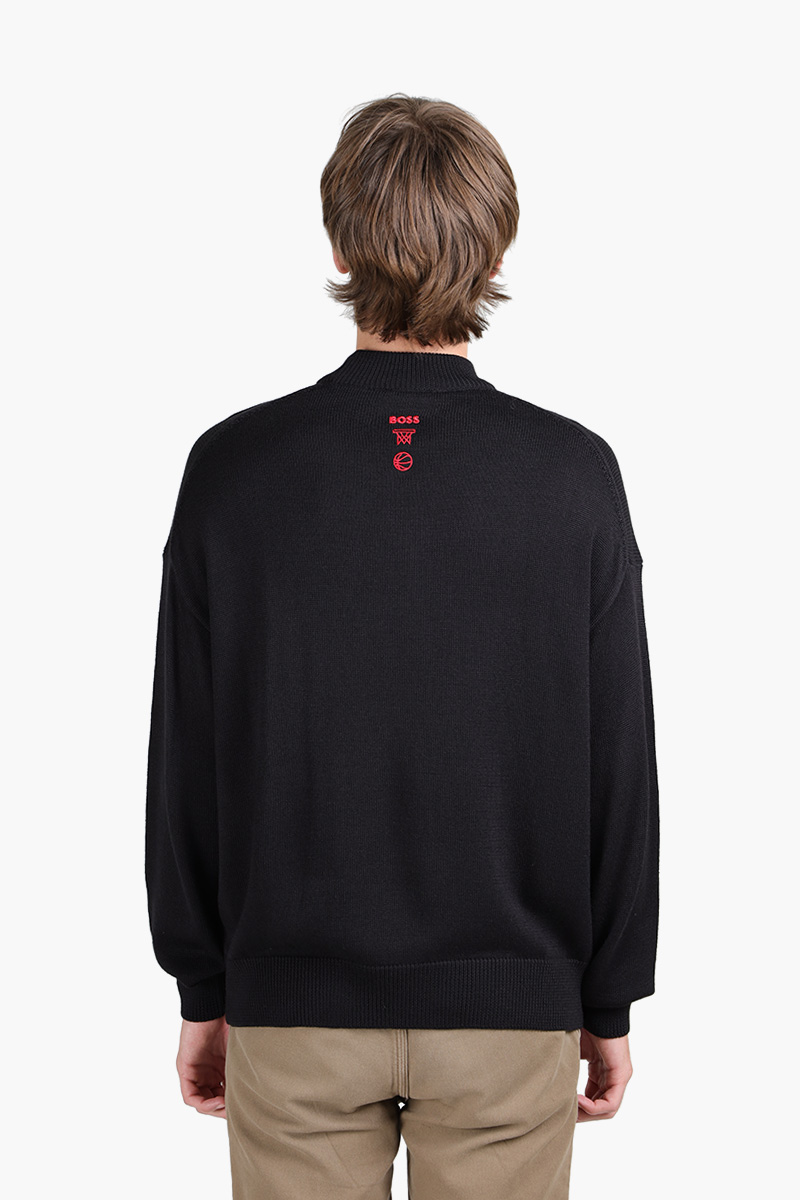 HUGO BOSS Men Knit_NBA Relaxed Fit Sweater in Black with Dual-Branded Intarsia 1