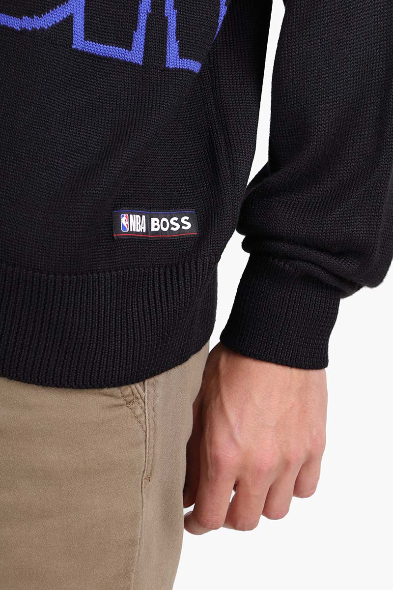 HUGO BOSS Men Knit_NBA Relaxed Fit Sweater in Black with Dual-Branded Intarsia 3
