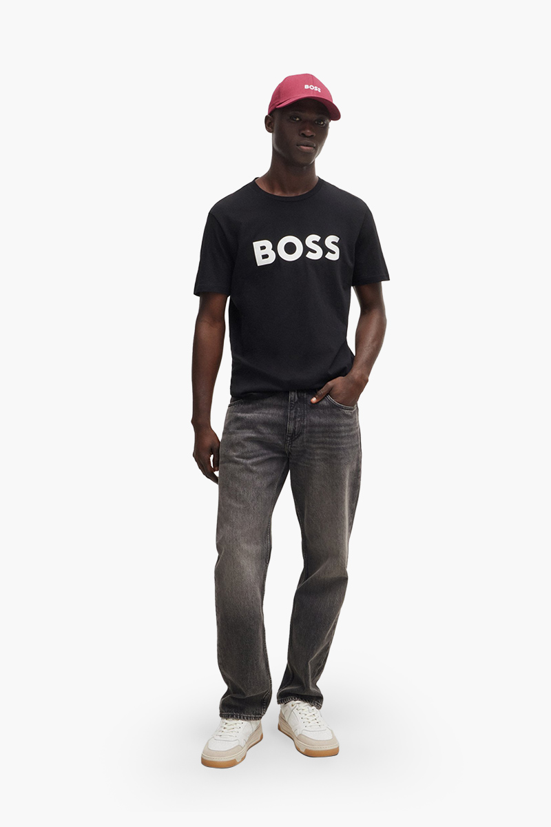 HUGO BOSS Rubber Print Logo Cotton Jersey T-Shirt in Black/White 4