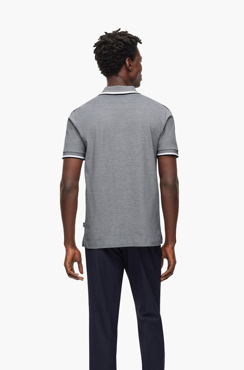 HUGO BOSS Men Parlay 183 Logo-Embroidered Polo Shirt in Dark Grey Oxford Cotton Pique 2