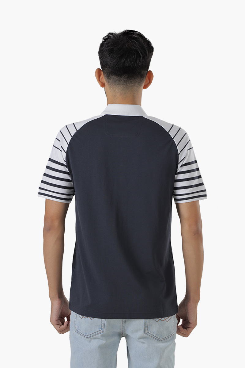 HUGO BOSS Men Paule 3 Slim Fit Polo Shirt in Dark Blue Multicolor with Stripes on Sleeve 1