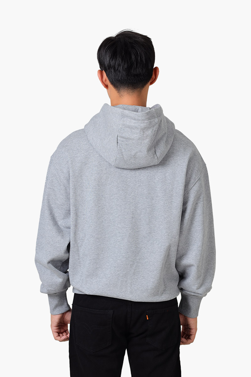 HUGO BOSS Men Sullivan 16 Cotton Terry Rubber Print Logo Sweatshirt in Silver with Hoodie 1