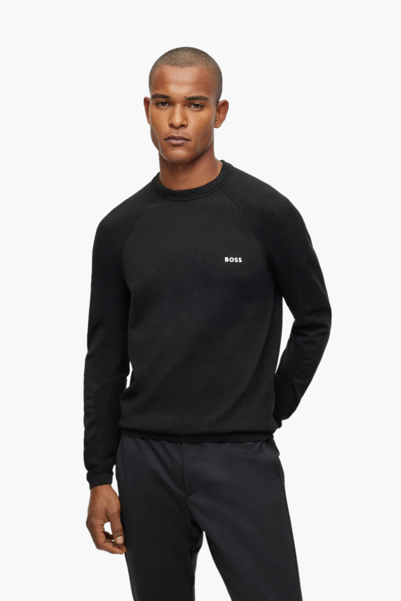 HUGO BOSS Men Perform X-CN Jumper in Black with Logo 1