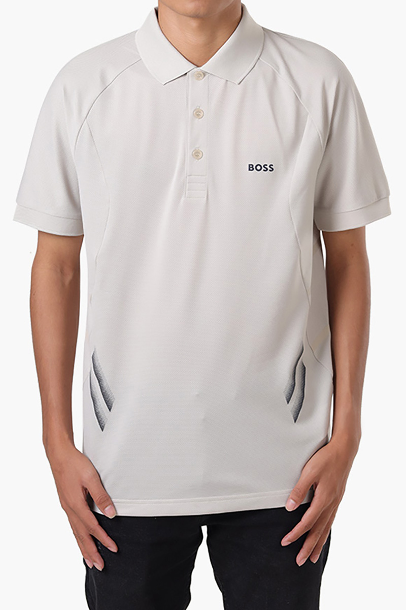 HUGO BOSS Men Piraq Active 1 Slim Fit Polo Shirt in Natural Moisture-Wicking Stretch Fabric 1