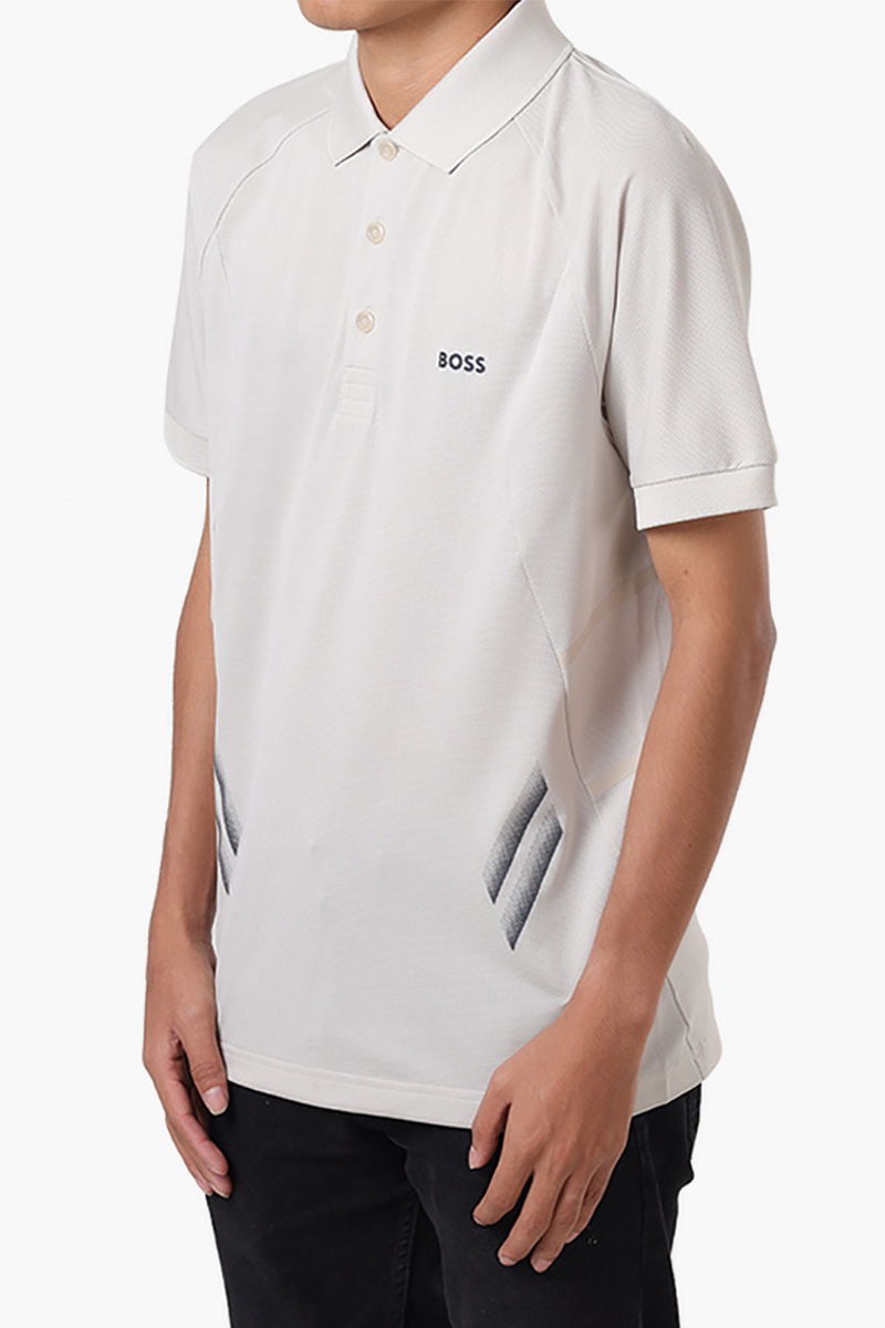 HUGO BOSS Men Piraq Active 1 Slim Fit Polo Shirt in Natural Moisture-Wicking Stretch Fabric 3