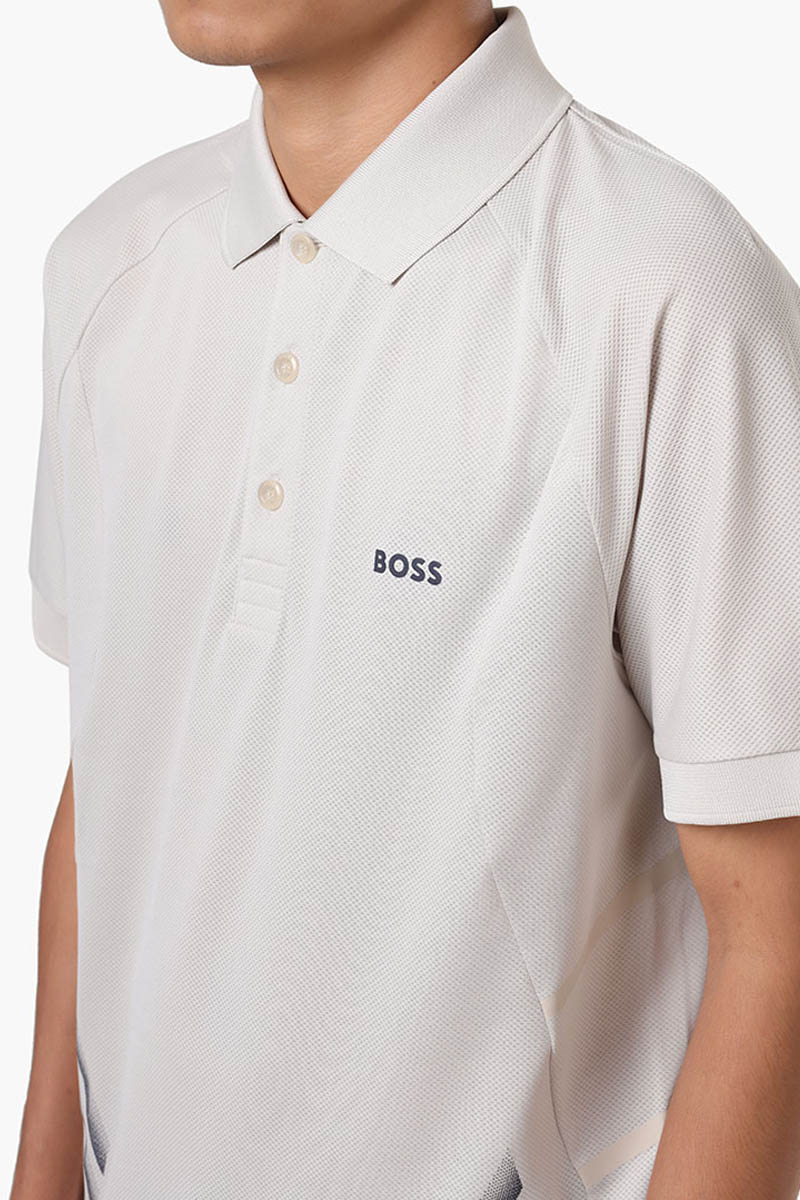 HUGO BOSS Men Piraq Active 1 Slim Fit Polo Shirt in Natural Moisture-Wicking Stretch Fabric 4