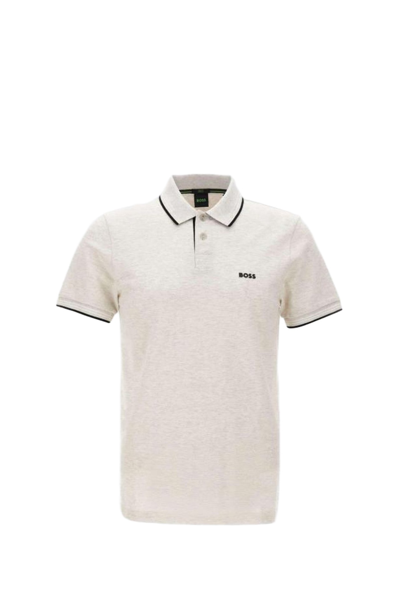 HUGO BOSS Men Paul Stretch Cotton Slim-Fit Polo Shirt in Light Grey/Black with Logo 0