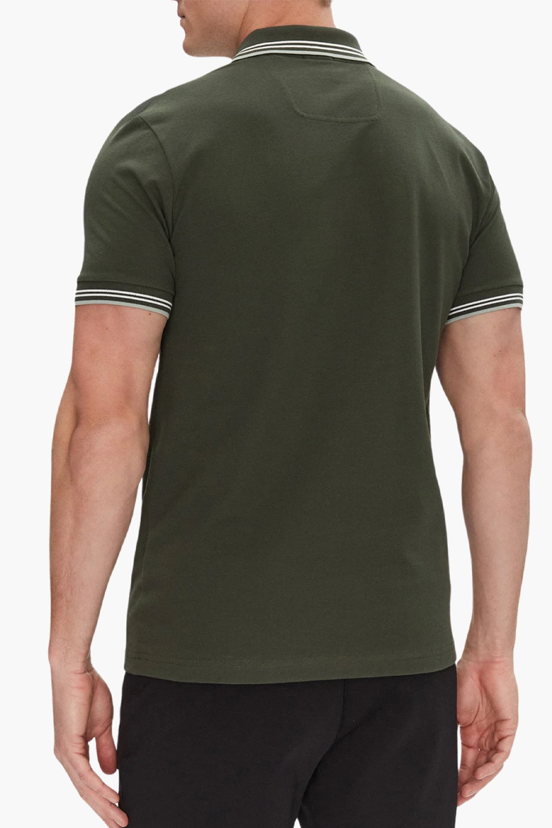 HUGO BOSS Men Paul Stretch Cotton Slim-Fit Polo Shirt in Green/Grey/White with Logo 2