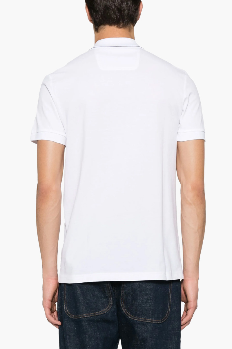HUGO BOSS Men Paule 4 Stripe Detal Slim Fit Polo Shirt in White/Black Cotton Pique with Tonal Logo 2