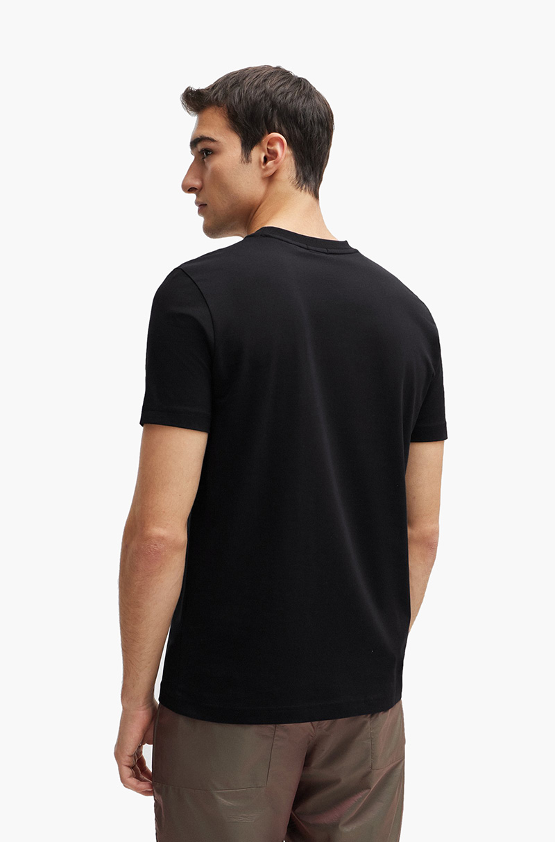 HUGO BOSS Men Tee Stretch Cotton Regular Fit T-Shirt in Black with Contrast Logo 2