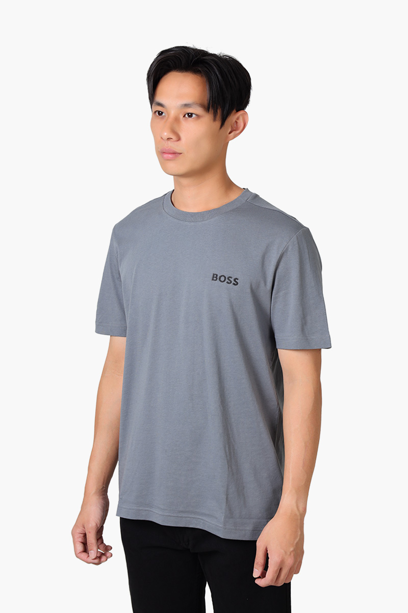 HUGO BOSS Men Tee 12 Cotton Jersey Regular Fit T-Shirt in Grey with 3D Mesh Logo 2