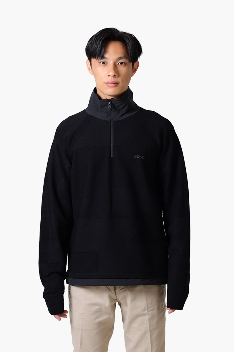 HUGO BOSS Men Zodak Zip Up Sweater in Black with Logo 0