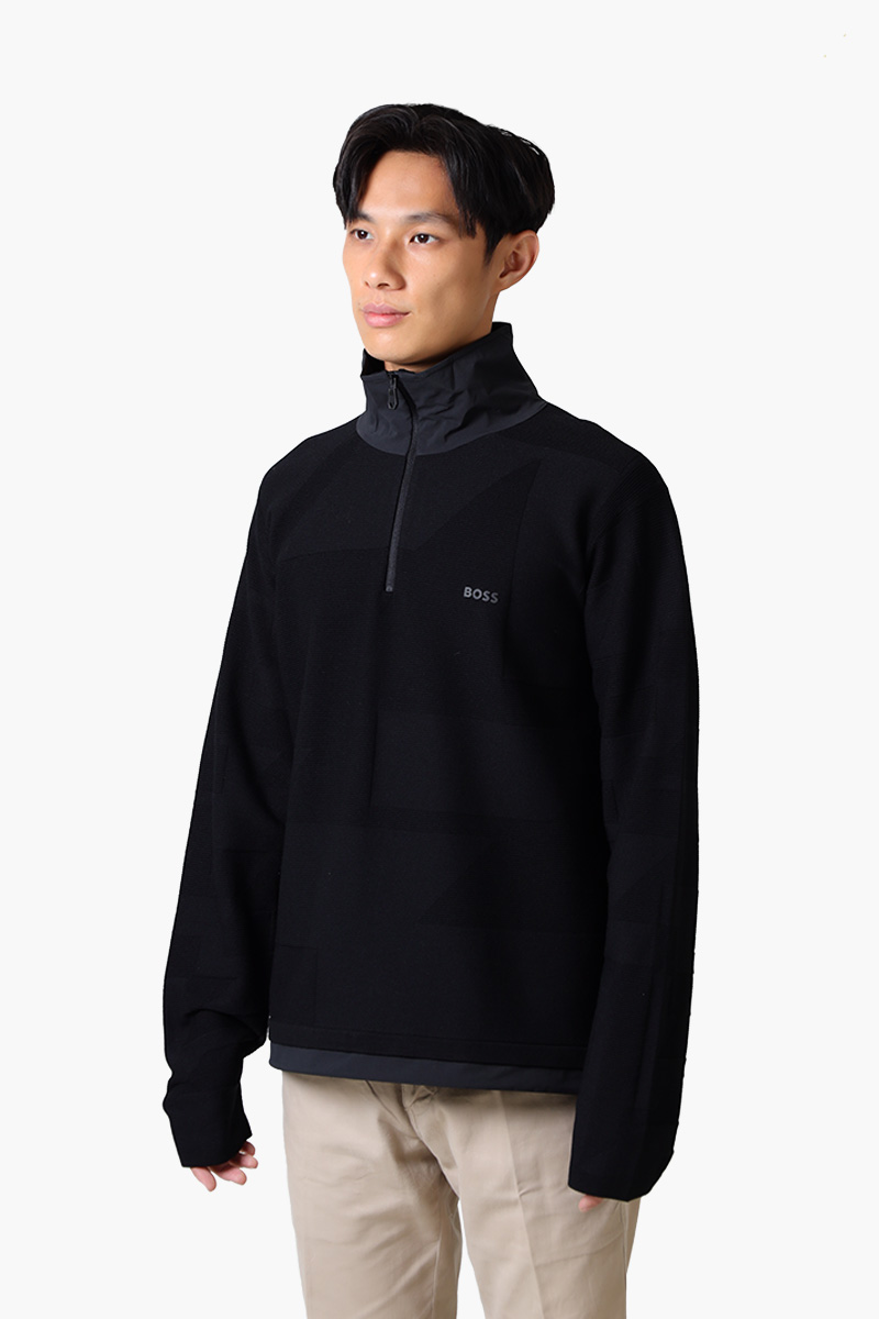 HUGO BOSS Men Zodak Zip Up Sweater in Black with Logo 2