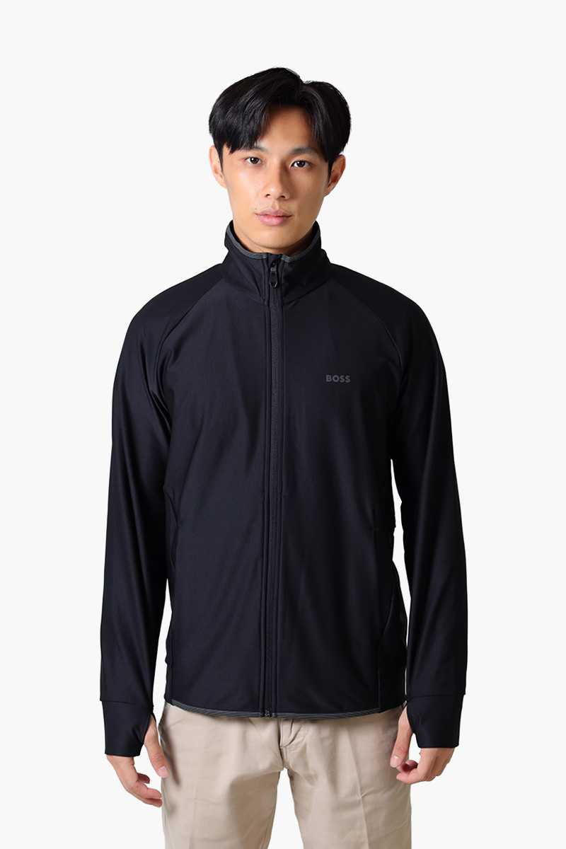 HUGO BOSS Men Sicon Active Zip Up Regular Fit Jacket in Black with Decorative Reflective Logo 0