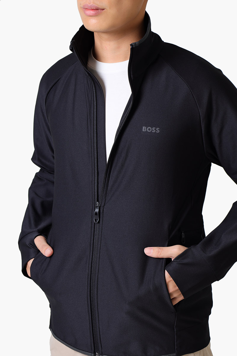 HUGO BOSS Men Sicon Active Zip Up Regular Fit Jacket in Black with Decorative Reflective Logo 3