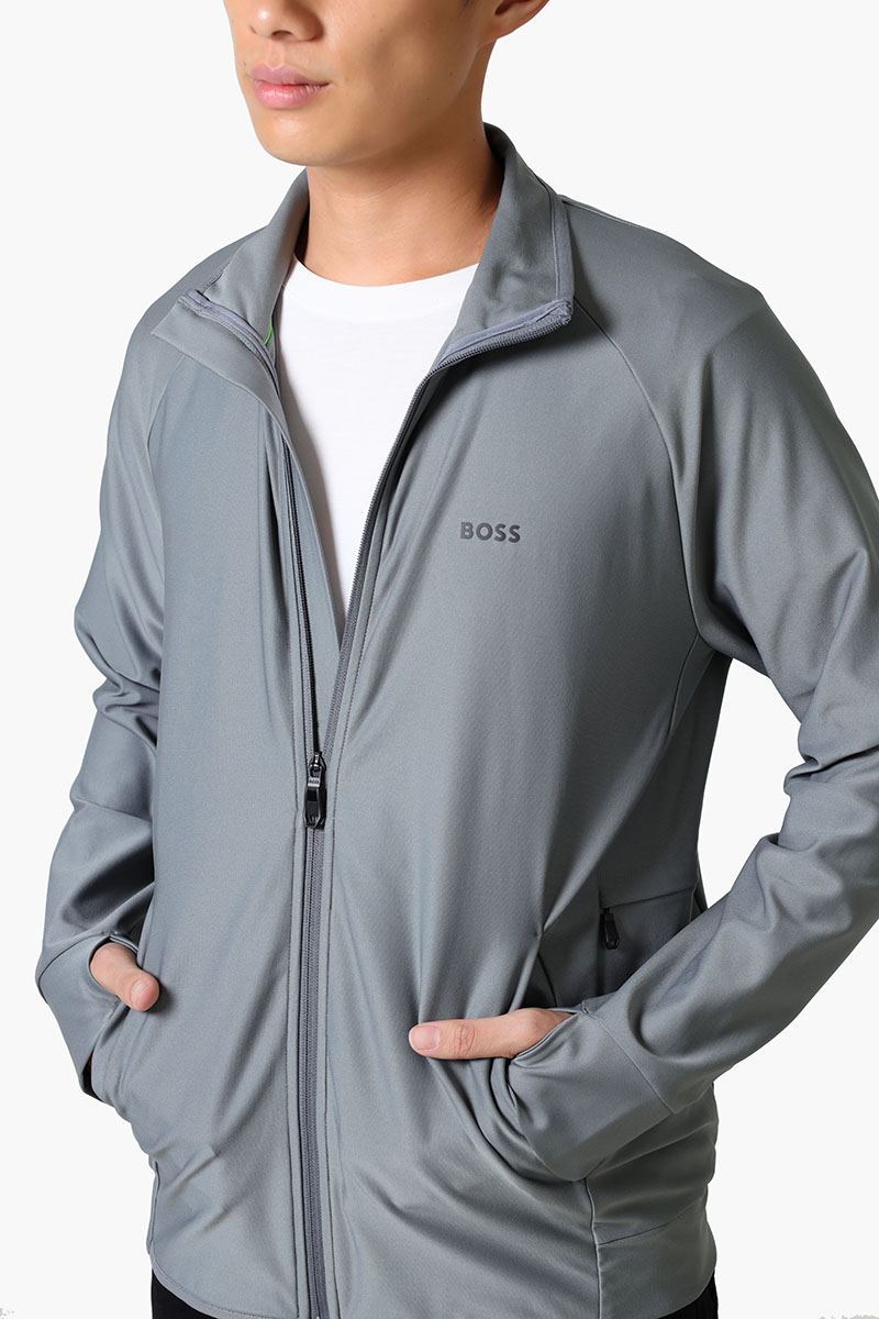 HUGO BOSS Men Sicon Active Zip Up Regular Fit Jacket in Grey with Decorative Reflective Logo 3