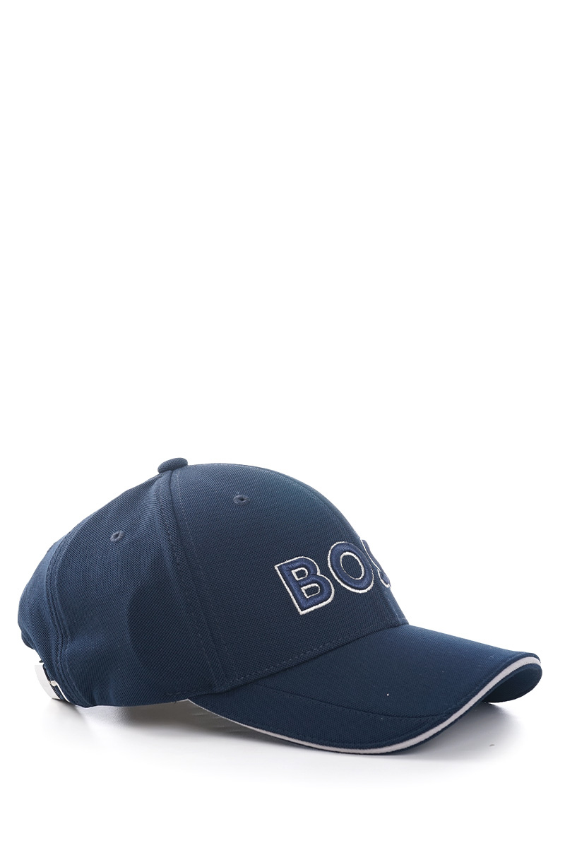 HUGO BOSS Men US-1 Embossed Logo Cap in Dark Blue Fabric 1