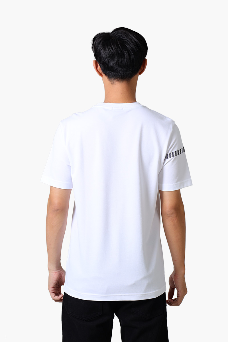 HUGO BOSS Men Tee 5 Stretch Cotton Regular Fit T-Shirt in White with Stripe Logo 1