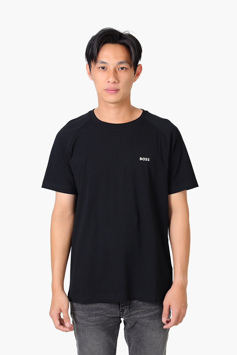 HUGO BOSS Men Tee 11 Stretch Cotton Relaxed Fit T-Shirt in Black with Logo 0