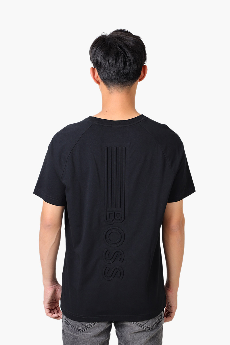 HUGO BOSS Men Tee 11 Stretch Cotton Relaxed Fit T-Shirt in Black with Logo 1