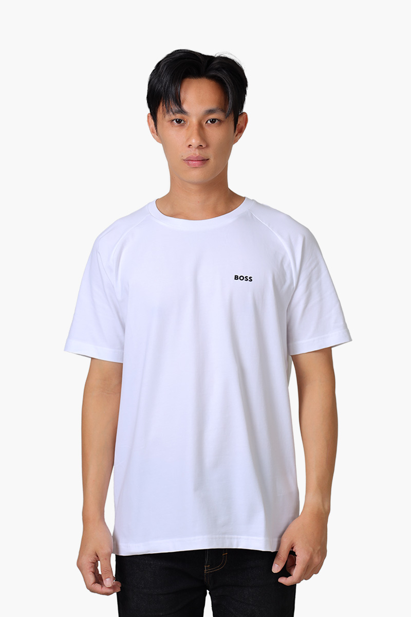 HUGO BOSS Men Tee 11 Stretch Cotton Relaxed Fit T-Shirt in White with Logo 0