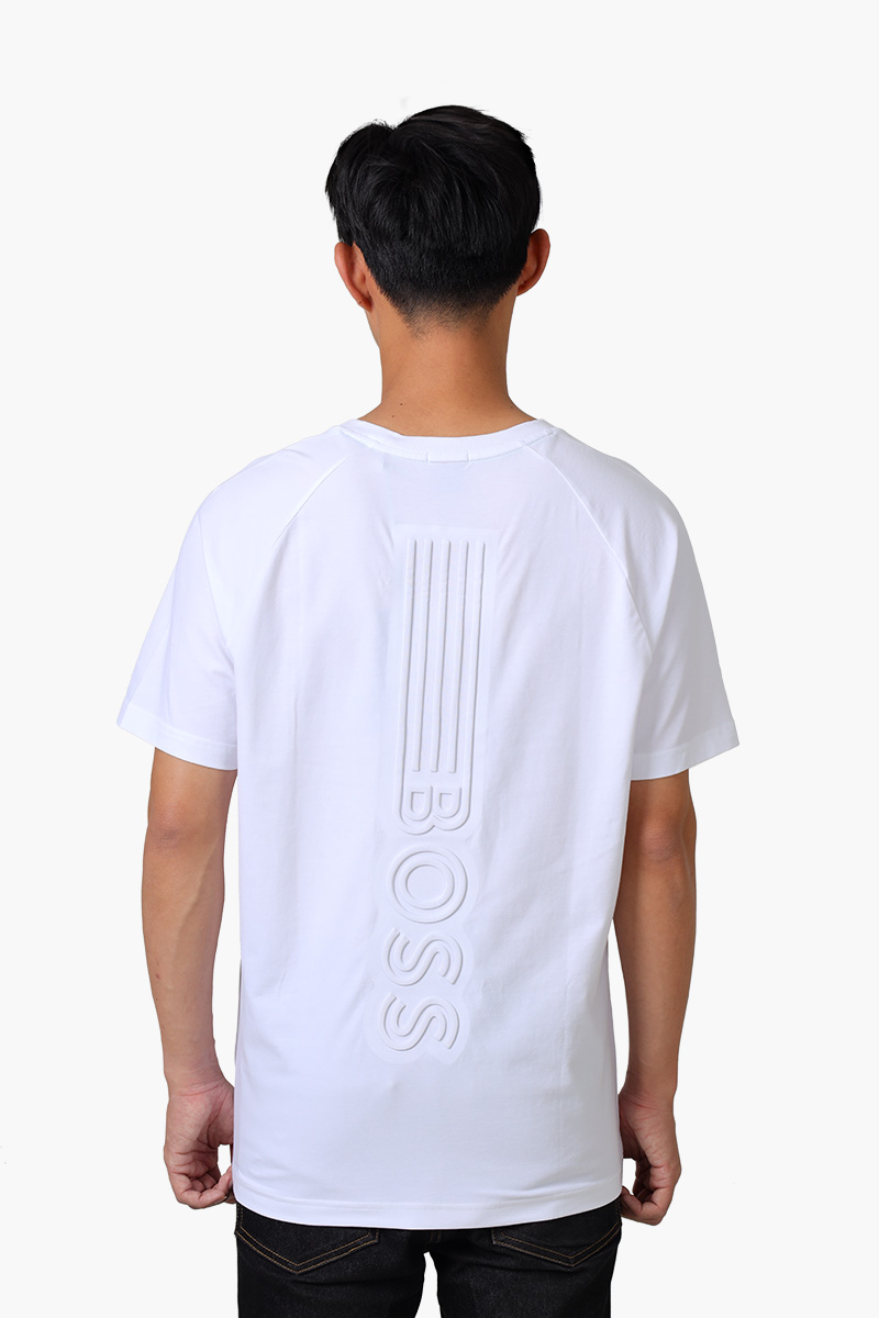 HUGO BOSS Men Tee 11 Stretch Cotton Relaxed Fit T-Shirt in White with Logo 1