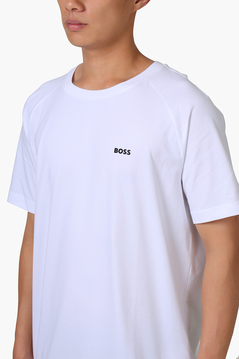 HUGO BOSS Men Tee 11 Stretch Cotton Relaxed Fit T-Shirt in White with Logo 3