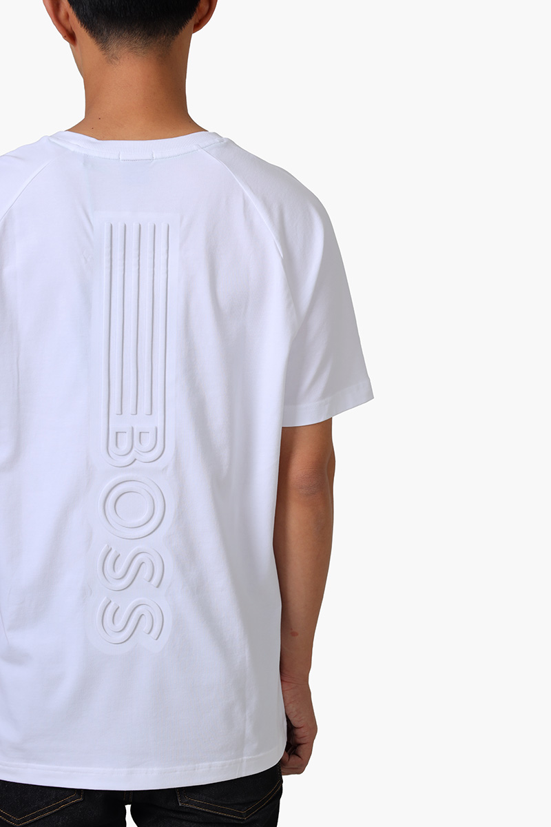 HUGO BOSS Men Tee 11 Stretch Cotton Relaxed Fit T-Shirt in White with Logo 4