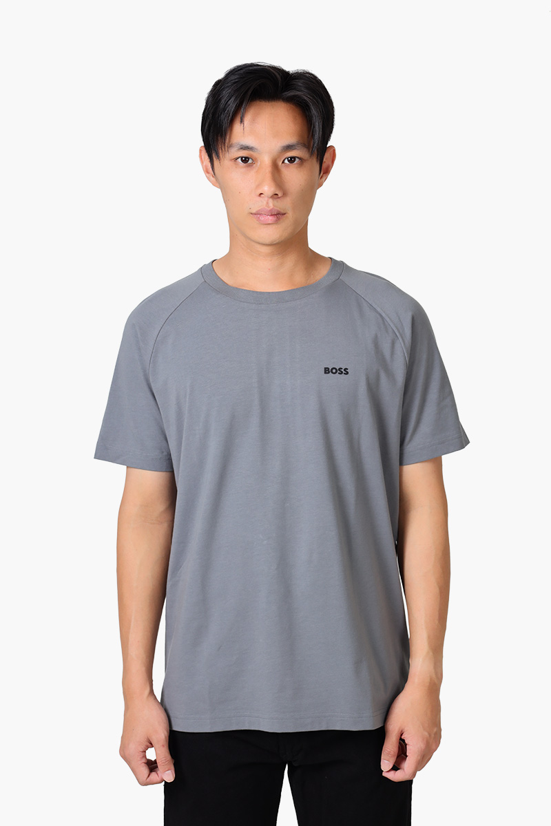 HUGO BOSS Men Tee 11 Stretch Cotton Relaxed Fit T-Shirt in Grey with Logo 0