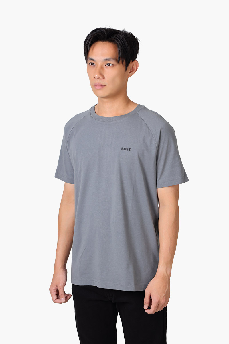 HUGO BOSS Men Tee 11 Stretch Cotton Relaxed Fit T-Shirt in Grey with Logo 2