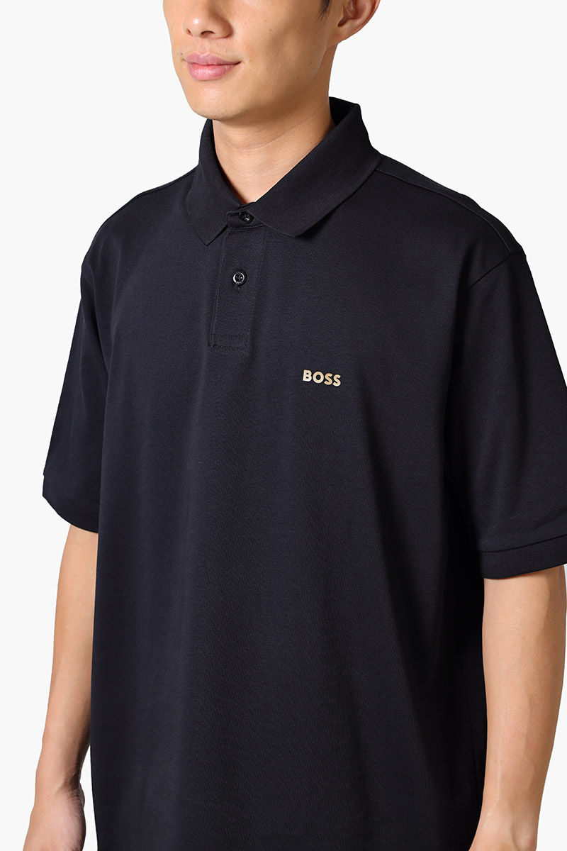 HUGO BOSS Men Pavel Cotton Jersey Polo Shirt in Black with Printed Artwork 3