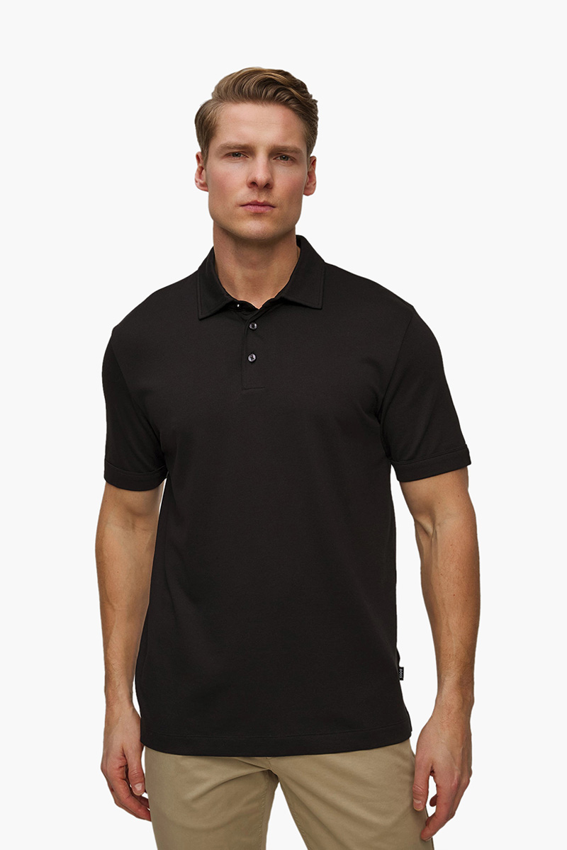 HUGO BOSS Men H-Press 57 Cotton Polo Shirt in Black 1