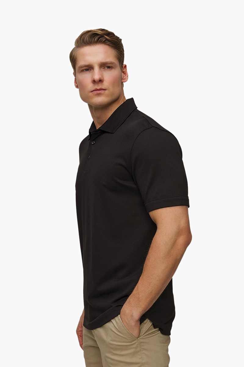 HUGO BOSS Men H-Press 57 Cotton Polo Shirt in Black 3