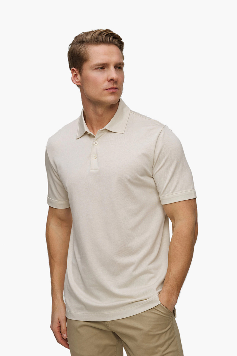 HUGO BOSS Men H-Press 57 Cotton Polo Shirt in Beige 1