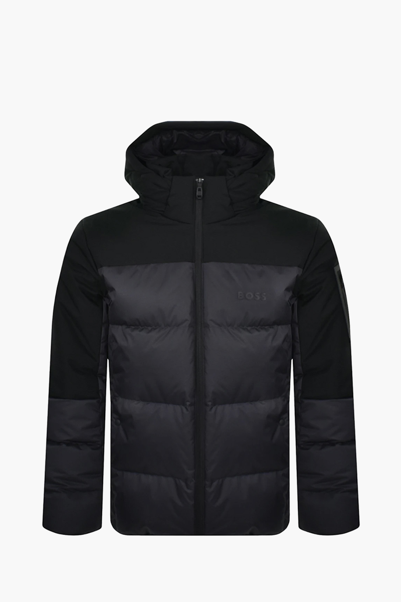 HUGO BOSS Men J-Hamar 3 Water Repellent Down Jacket in Navy Blue with Detachable Hoodie 0