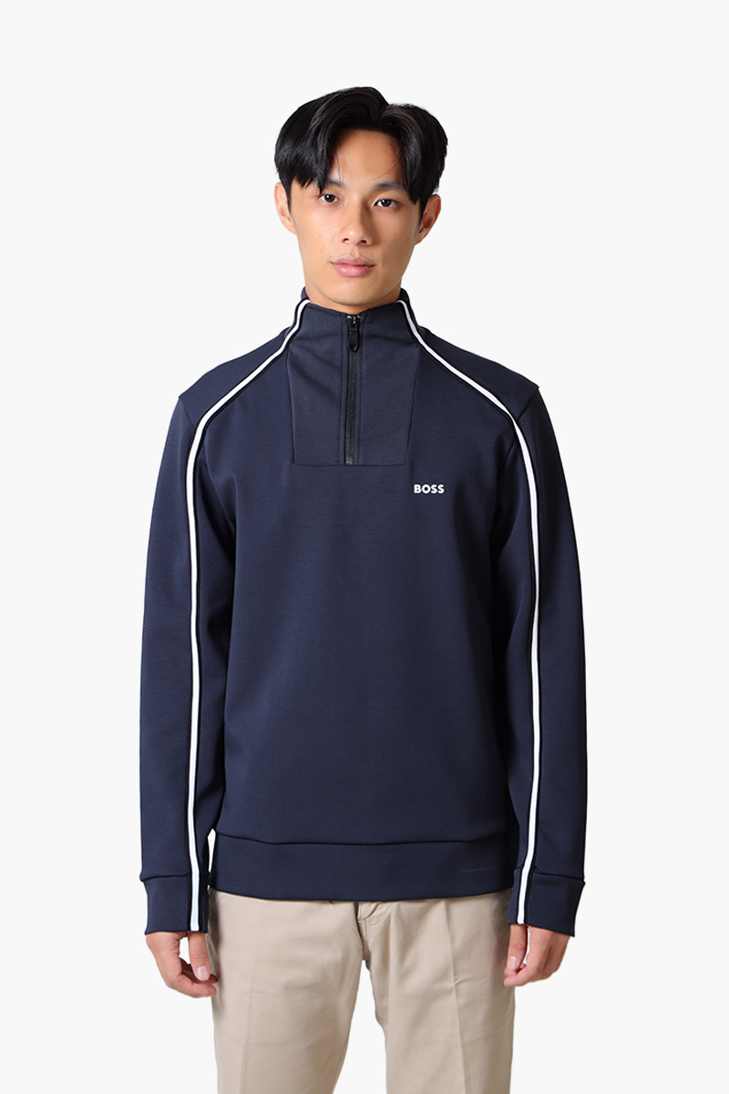 HUGO BOSS Men Sweat 1 Zip Up Sweatshirt in Dark Blue with Logo 0