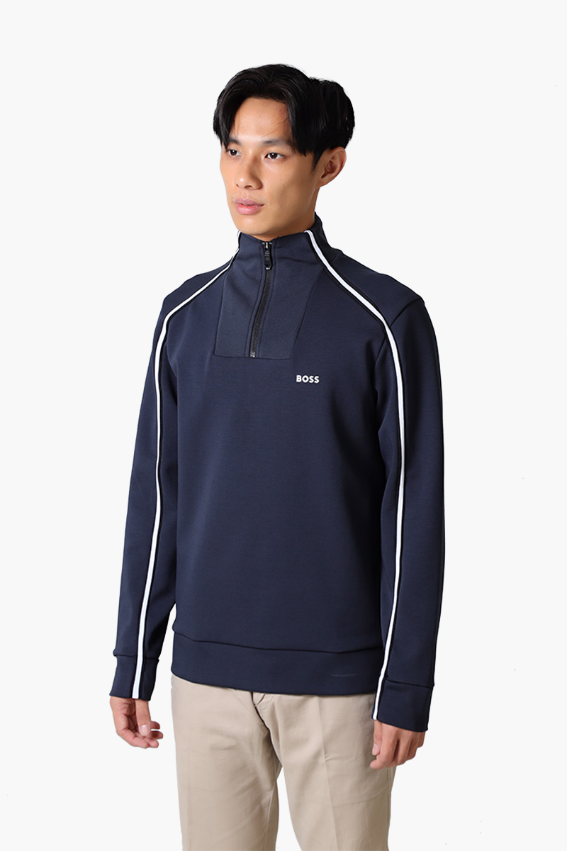 HUGO BOSS Men Sweat 1 Zip Up Sweatshirt in Dark Blue with Logo 2