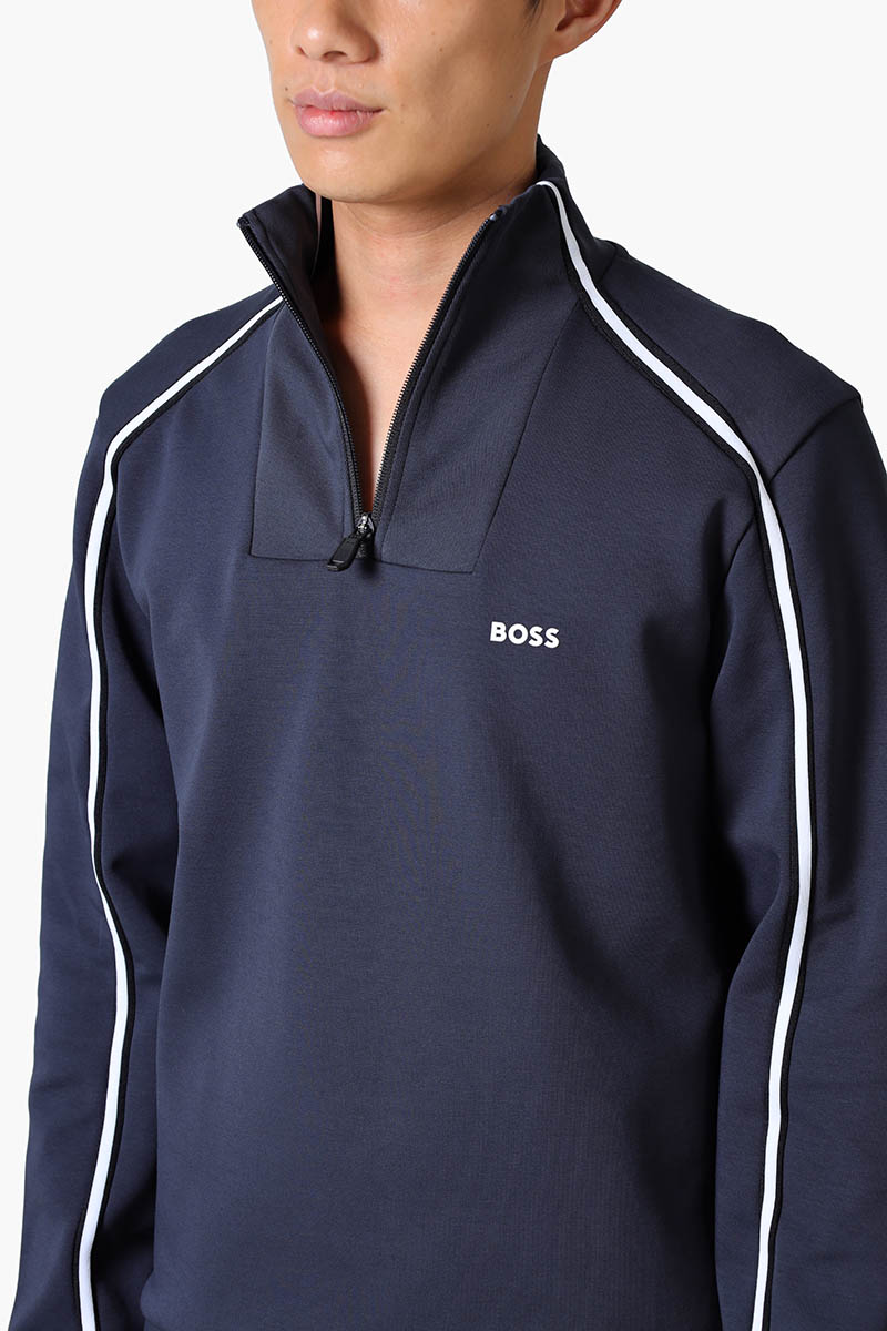 HUGO BOSS Men Sweat 1 Zip Up Sweatshirt in Dark Blue with Logo 3