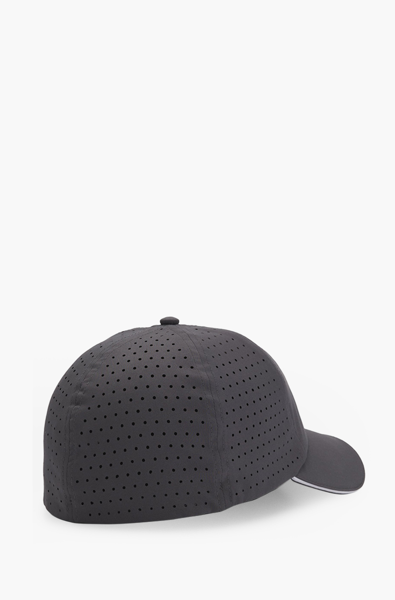 HUGO BOSS Pynn Golf Taffeta Cap in Dark Grey Polyester with Laser Cut Dot Pattern 1