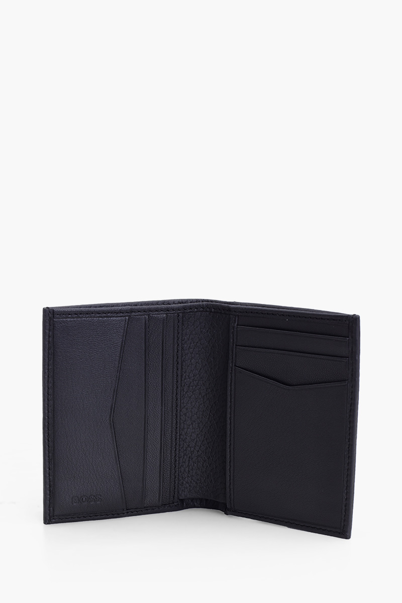 HUGO BOSS Lettering Logo Wallet in Black Grained Leather with 8 Card Slots 2