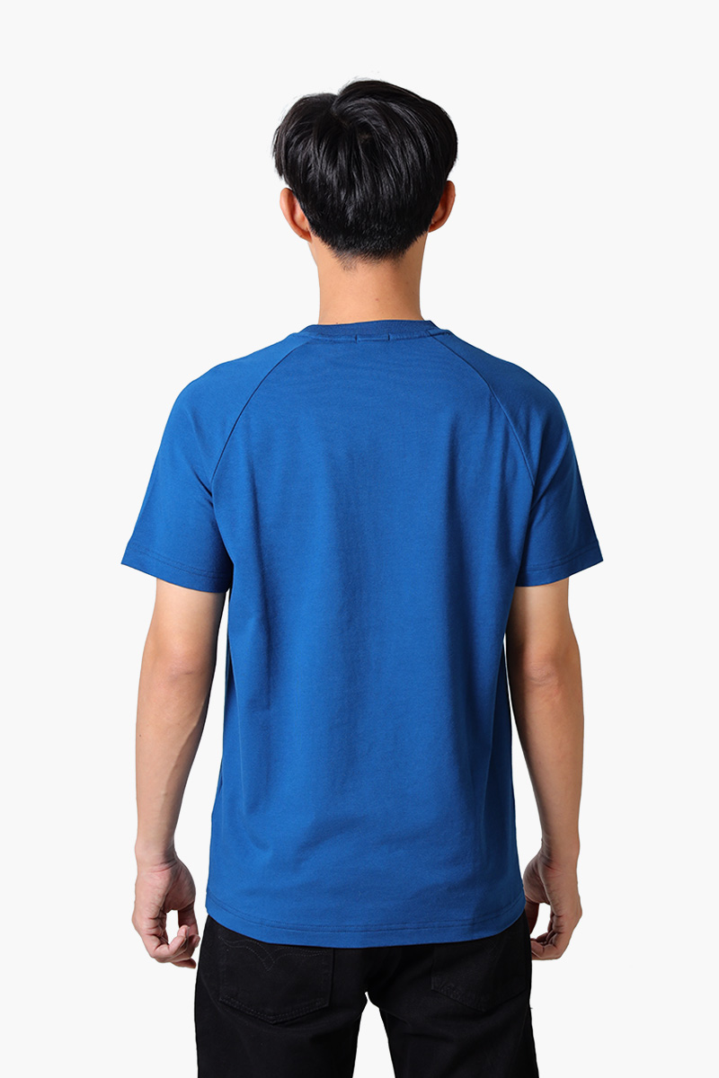 HUGO BOSS Men Tee Tape T-Shirt in Blue Stretch Cotton with Logo 1