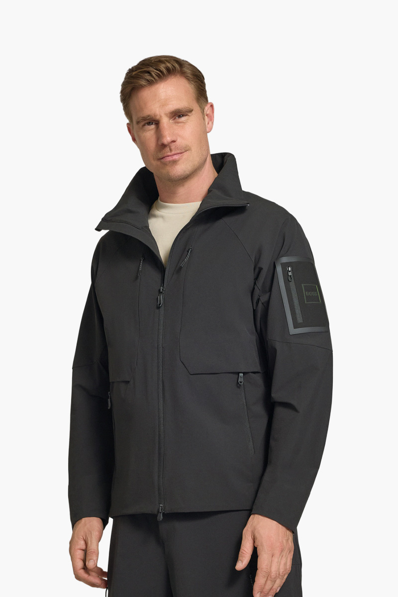 HUGO BOSS Men OW_Terrace JT HD Water-Repellent Jacket in Black Nylon with Micro-Waffle Structure 2
