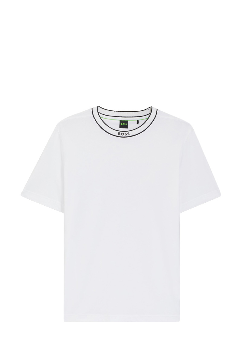 HUGO BOSS Men Tee 5 Regular Fit T-Shirt in White Cotton with Logo Crewneck 0