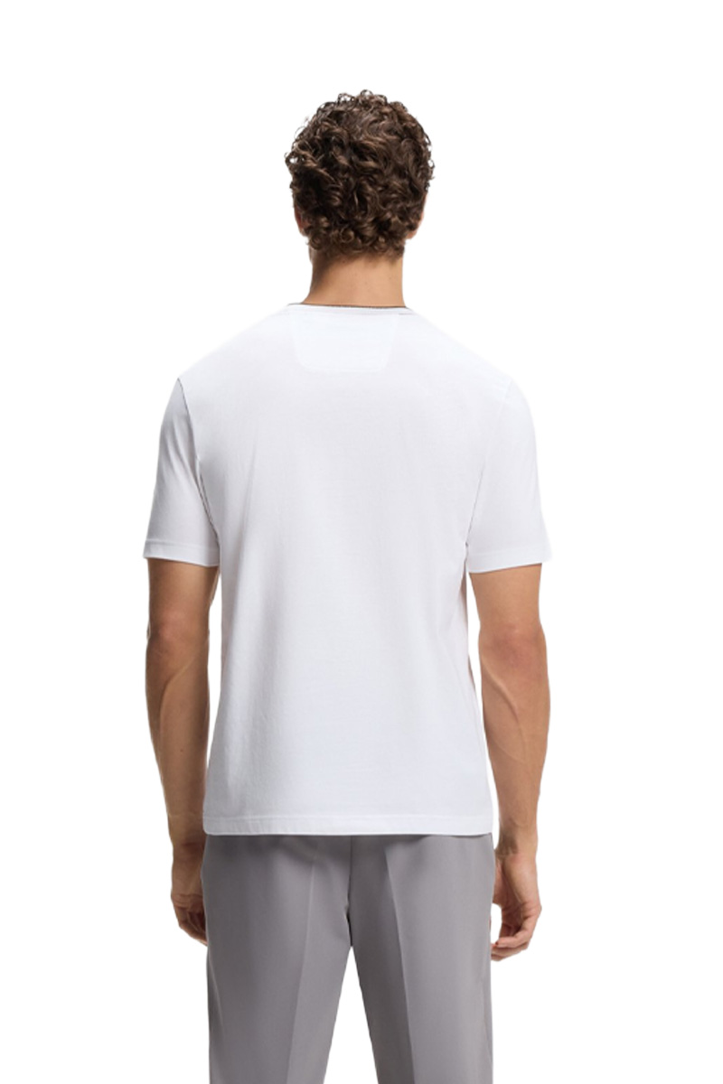HUGO BOSS Men Tee 5 Regular Fit T-Shirt in White Cotton with Logo Crewneck 2