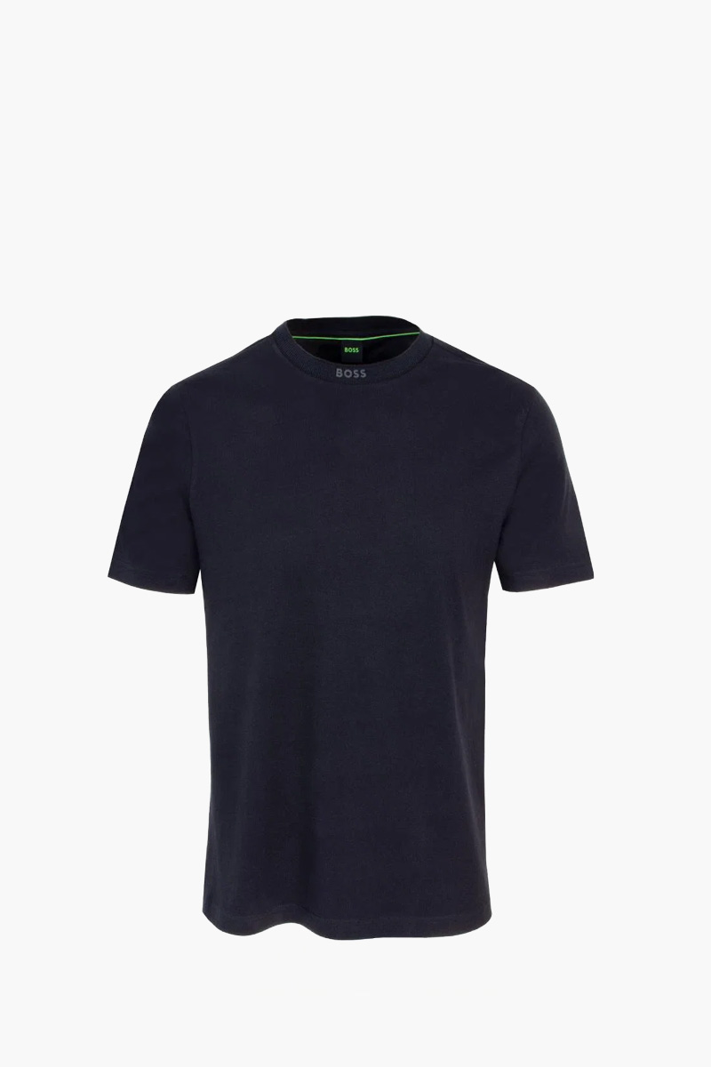 HUGO BOSS Men Tee 5 Regular Fit T-Shirt in Dark Blue Cotton with Logo Crewneck 0